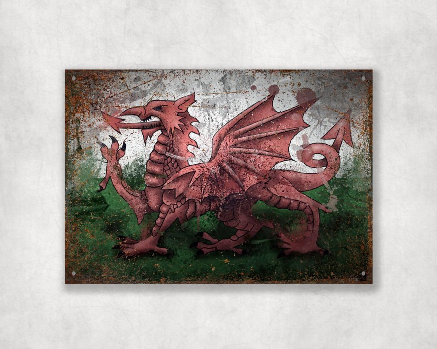 Picture of: Wales flag aluminium printed metal street sign – gift, keepsake, football  gift, rugby gift